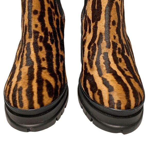 Prada Ocelot-Print Calf Hair Chelsea Boots EU 37.5 Chunky Heeled Animal Print - Picture 4 of 10